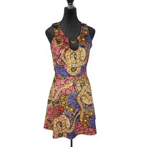 Nicki Minaj Colorful Patterned Mini Skater Dress Size Large
